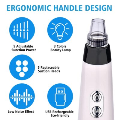 Blackhead Remover Pore Vacuum Cleaner -Upgraded Blackhead Removal Tool Rechargeable - 5 Settings - Image 10